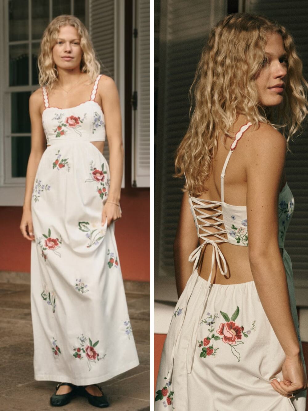 ABERCROMBIE & FITCH Bra-Free Embroidered White Maxi Dress Size XS NEW